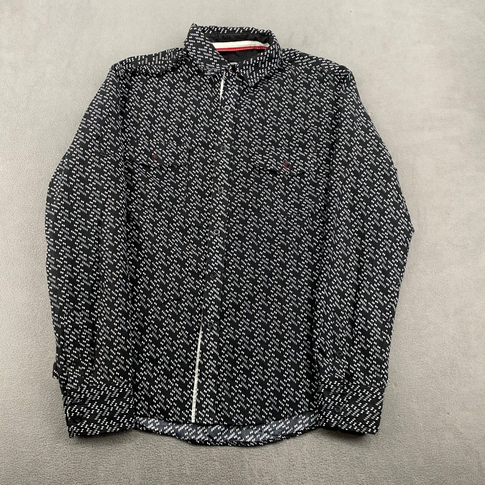 Caviar Dremes Mens Medium Black White Geometric Long Sleeve Button Down Shirt